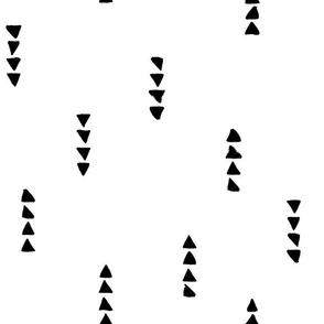 Multidirectional hand drawn triangles | Medium Scale | Bright White, True Black | geometric
