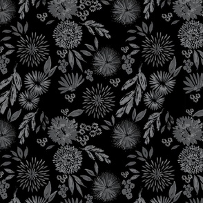 Black and Grey modern floral