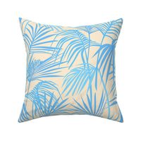 Rise and shine, blue palm tree leaves and sun design, tropical palm fronds and sunrise, modern contemporary nature boho chic foliage design