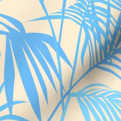 Rise and shine, blue palm tree leaves and sun design, tropical palm fronds and sunrise, modern contemporary nature boho chic foliage design