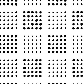 Dot Block Print | Medium Scale | Bright White, True Black | multidirectional geometric