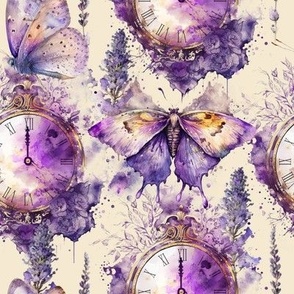 Butterfly and Clock. Nature time