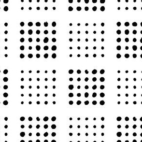 Dot Block Print | Small Scale | Bright White, True Black | multidirectional geometric