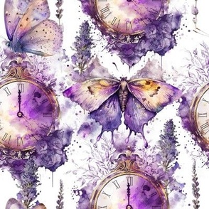 Butterfly and Clock. Nature time