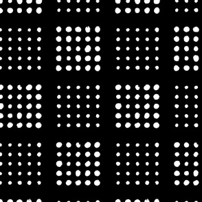 Dot Block Print | Medium Scale | True Black, Bright White | multidirectional geometric