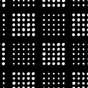 Dot Block Print | Small Scale | True Black, Bright White | multidirectional geometric