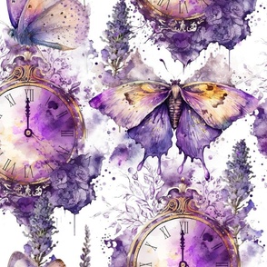 Butterfly and Clock. Nature time