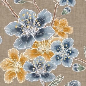 Linen watercolor flowers