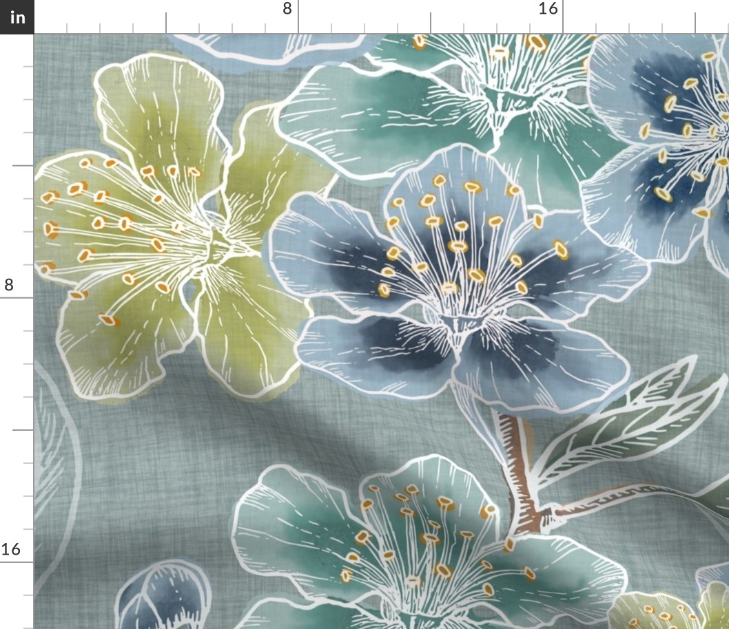 (L) Watercolor linen flowers
