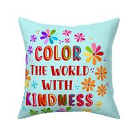 18x18 Panel Color The World With Kindness Rainbow Daisy Flowers for DIY Throw Pillow or Cushion Cover