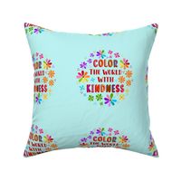 6" Circle Panel Color The World With Kindness Rainbow Daisy Flowers for Embroidery Hoop Projects Quilt Squares Potholders