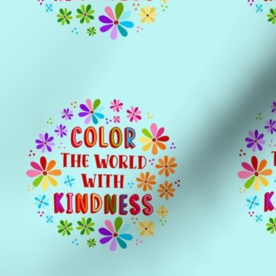 4" Circle Panel Color The World With Kindness Rainbow Daisy Flowers for Embroidery Hoop Projects Iron On Patches Quilt Squares 