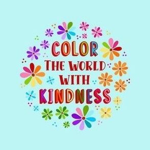 4" Circle Panel Color The World With Kindness Rainbow Daisy Flowers for Embroidery Hoop Projects Iron On Patches Quilt Squares 