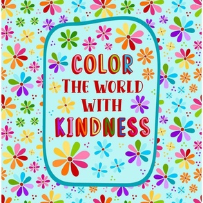 14x18 Panel Color The World With Kindness Rainbow Daisy Flowers for DIY Garden Flag Hand Towel or Small Wall Hanging