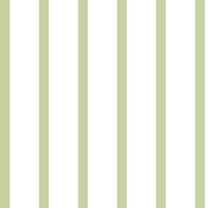 Vertical Stripes- Pastel Green on White- HEX C6D2A2- Small- Nursery Wallpaper- Striped Green Wallpaper-  Spring