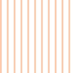 Vertical Stripes- White on Blush Salmon- Pastel Orange- Mini- Nursery Wallpaper- Striped Wallpaper-  Spring