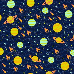 Space Planets and Comets // Pop Art Colors