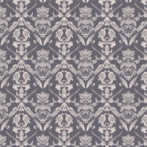 Damask with traditional Vietnamese motifs - grey