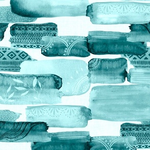 Large Henna Watercolor Brushstrokes- turquoise 
