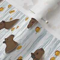 capybara hot tub fruit pattern on white small