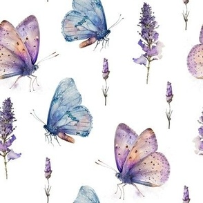 Lavender and butterfly floral watercolor