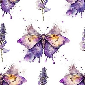 Lavender and butterfly floral watercolor