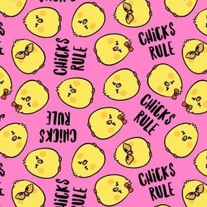 (small scale) Chicks Rule - Easter Chicks - hot pink - LAD23