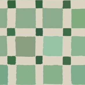 Green Grid / Kitchen Tiles / Vintage Tile Wallpaper / Green Tiles