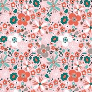 In Bloom - Floral Pink Multi Small Scale