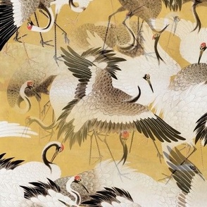 1700s Flock of Cranes by Ishida Yutei - Original Colors