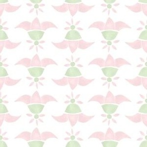 Bellflower Petal Pink and Soft Green on White 