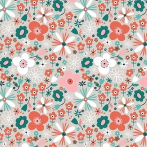 In Bloom - Floral Beige Multi Small Scale