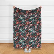 In Bloom - Floral Midnight Blue Multi Large Scale