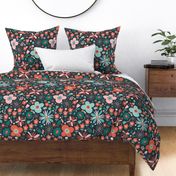 In Bloom - Floral Midnight Blue Multi Large Scale