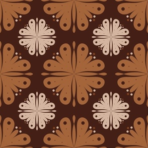 Earth Tone Retro Floral Tile Pattern