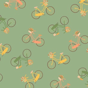 bike pattern green - large