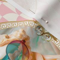 Roman Goddess Venus Pink and White Arches Background - Large Size