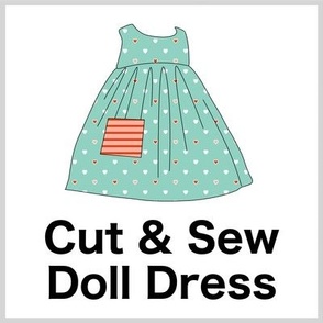 Very Valentine Cut & Sew Doll Dress (hearts) on FAT QUARTER for Forever Virginia Dolls and other 1/8, 1/6 and 1/5 scale child dolls  // little small scale tiny mini micro doll 