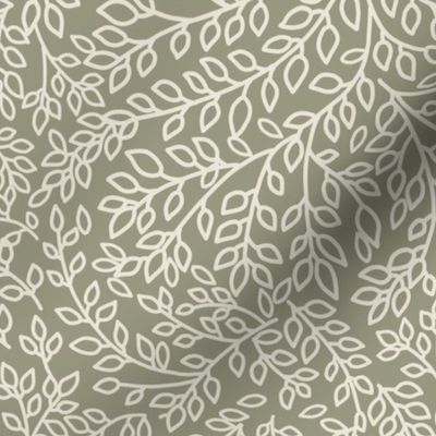 Vines Cream on Sage Green Large