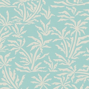 Tropical Jungle in Vintage Aqua Blue / Large