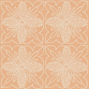 Dotted Tile Cream on Tawny Large