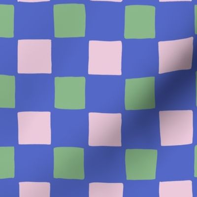 Checks - hand drawn squares - blue_ pink_ and green - medium