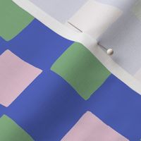 Checks - hand drawn squares - blue_ pink_ and green - medium