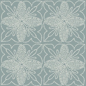 Dotted Tile Cream on Pale Teal Large