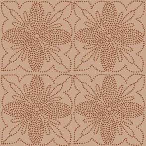 Dotted Tile Brown on Tan Large