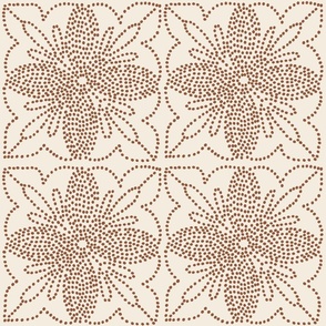 Dotted Tile Brown on Light Cream Large