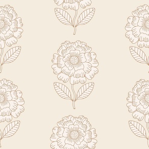 Floral Light Cream on Beige Large