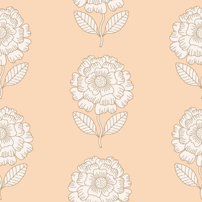 Floral Beige on Peach Large