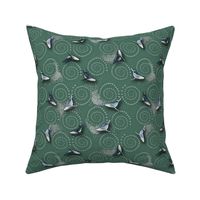 Bubble Net - Humpback Whales on Muted Green