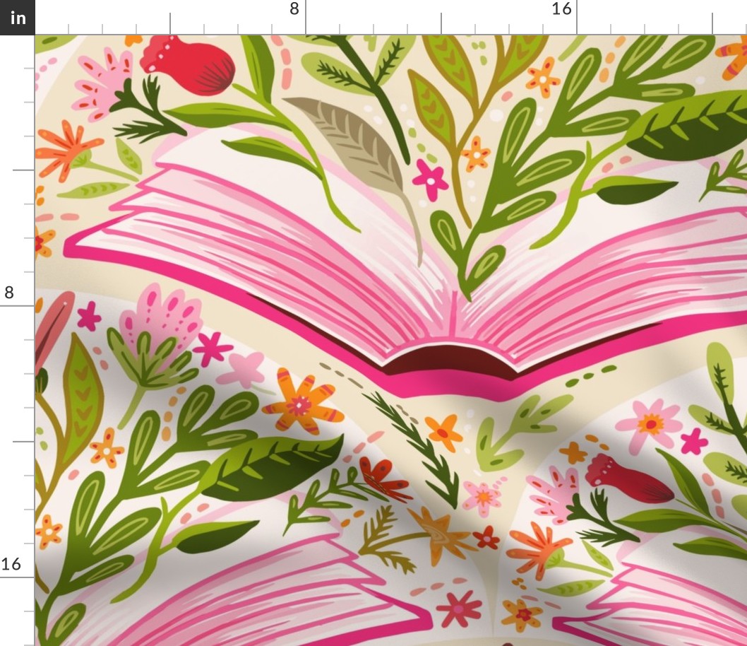 Library Book Blooms wallpaper scale